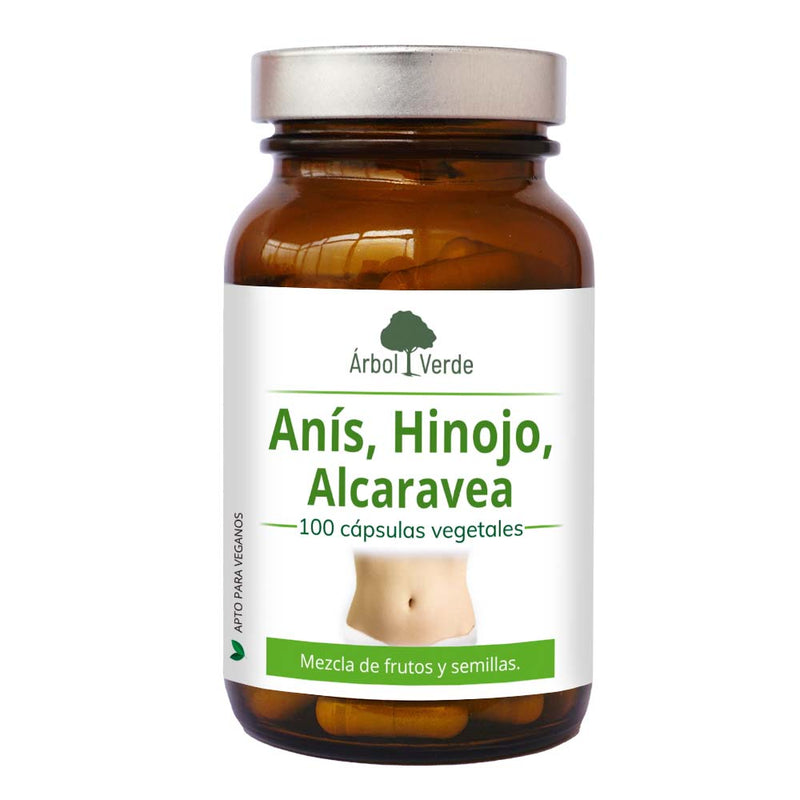 Anís, Hinojo & Alcaravea Estandarizado - 100 Cápsulas. Árbol Verde. Herbolario Salud Mediterráne