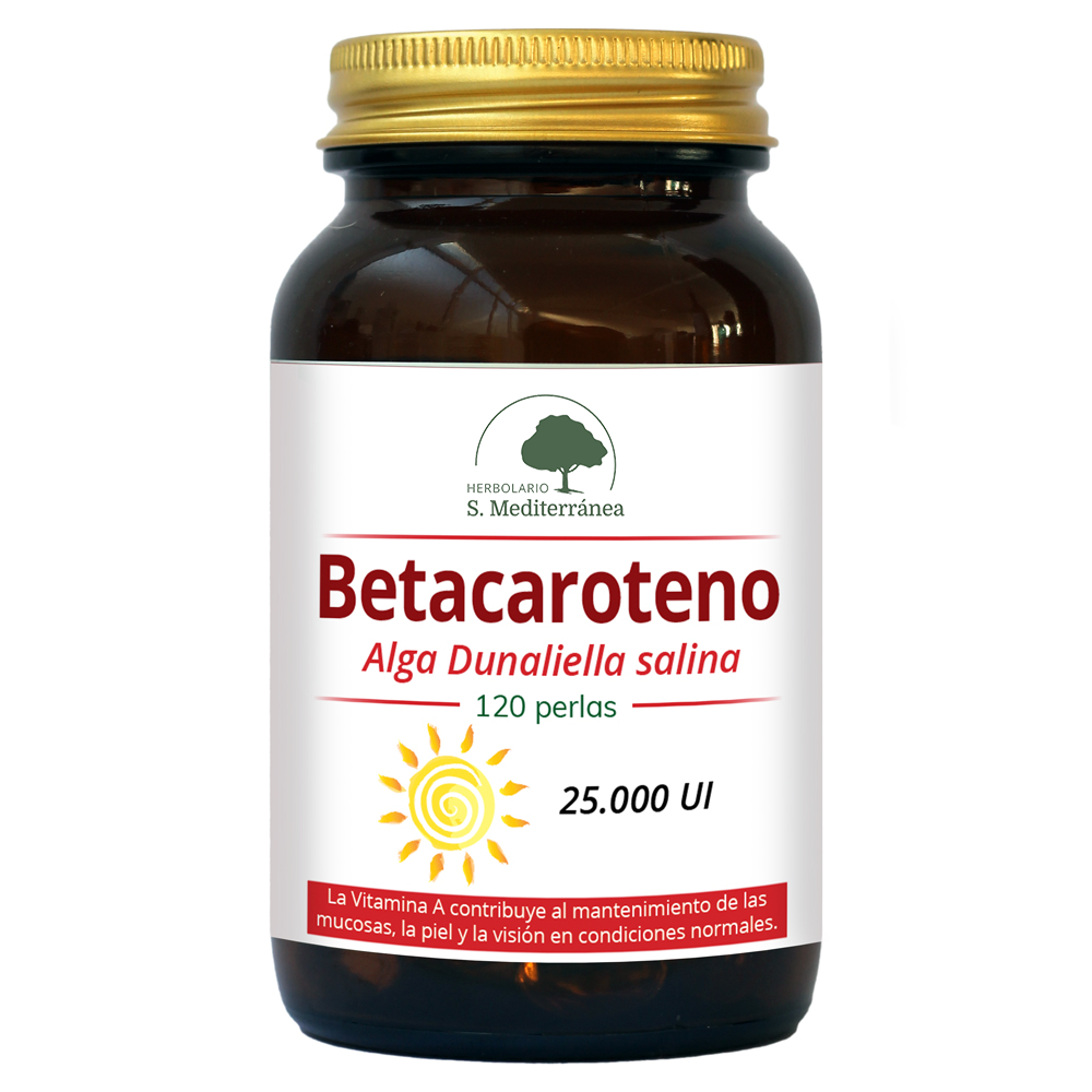 Betacaroteno de Alga Dunaliella salina - 120 Perlas. Herbolario S. Mediterránea