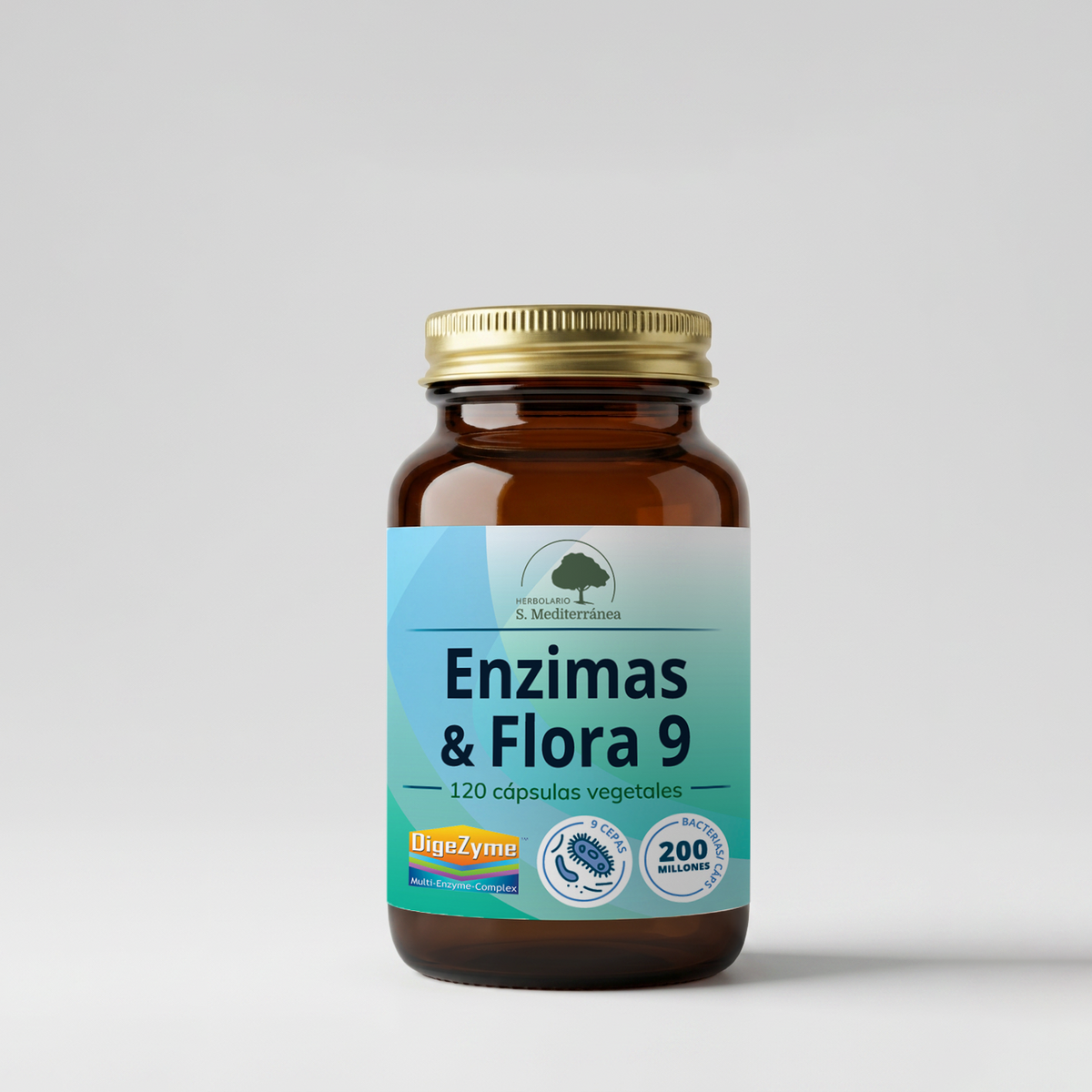 Enzimas y Flora 9, 120 cápsulas vegetales | Salud Mediterranea