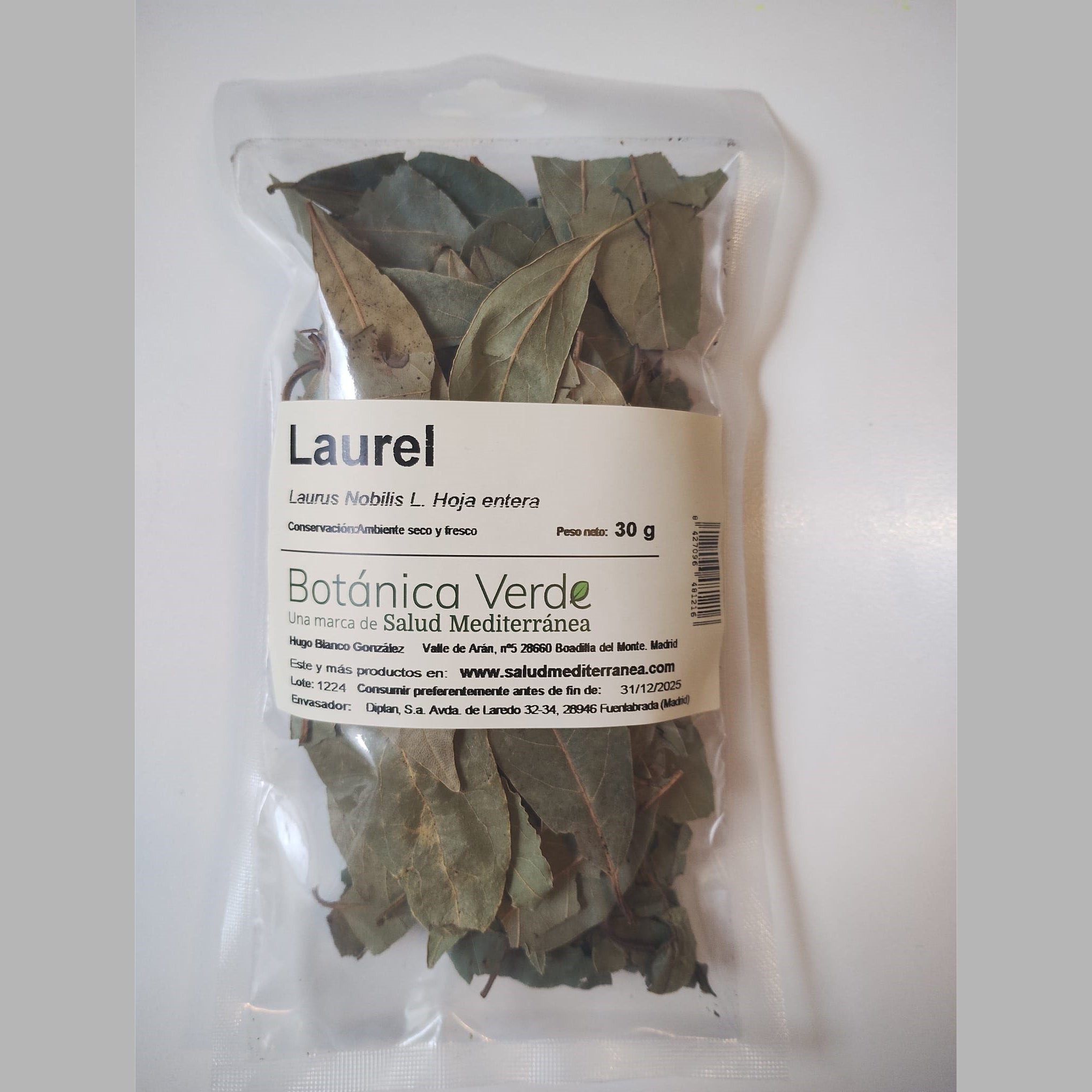 Laurel en hoja. Planta en bolsa - 30 gr. Botanica Verde. Herbolario Salud Mediterranea