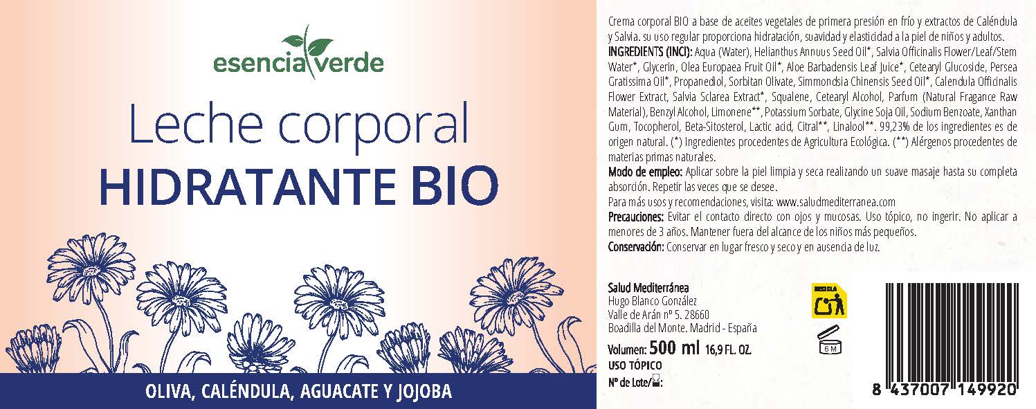 Loción Corporal Hidratante BIO - 500 ml. Esencia Verde