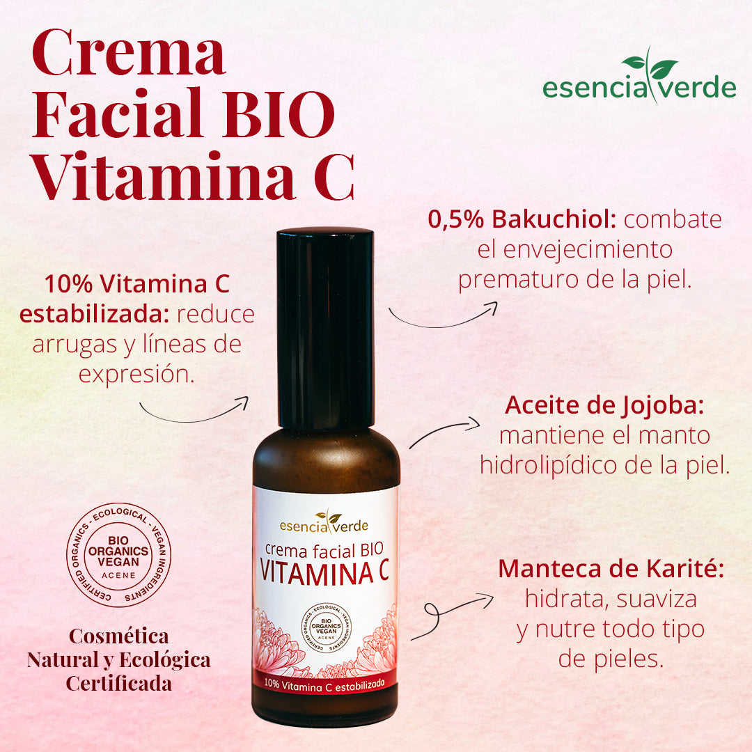Monografico Crema facial Vitamina C BIO - 50 ml. Esencia Verde. Herbolario Salud Mediterranea