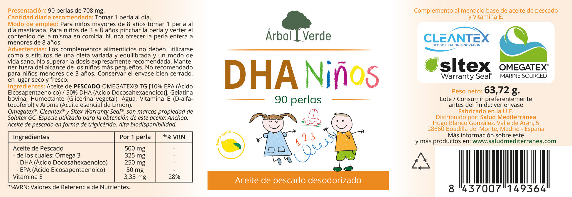 DHA Niños - 90 Perlas. Herbolario S. Mediterránea