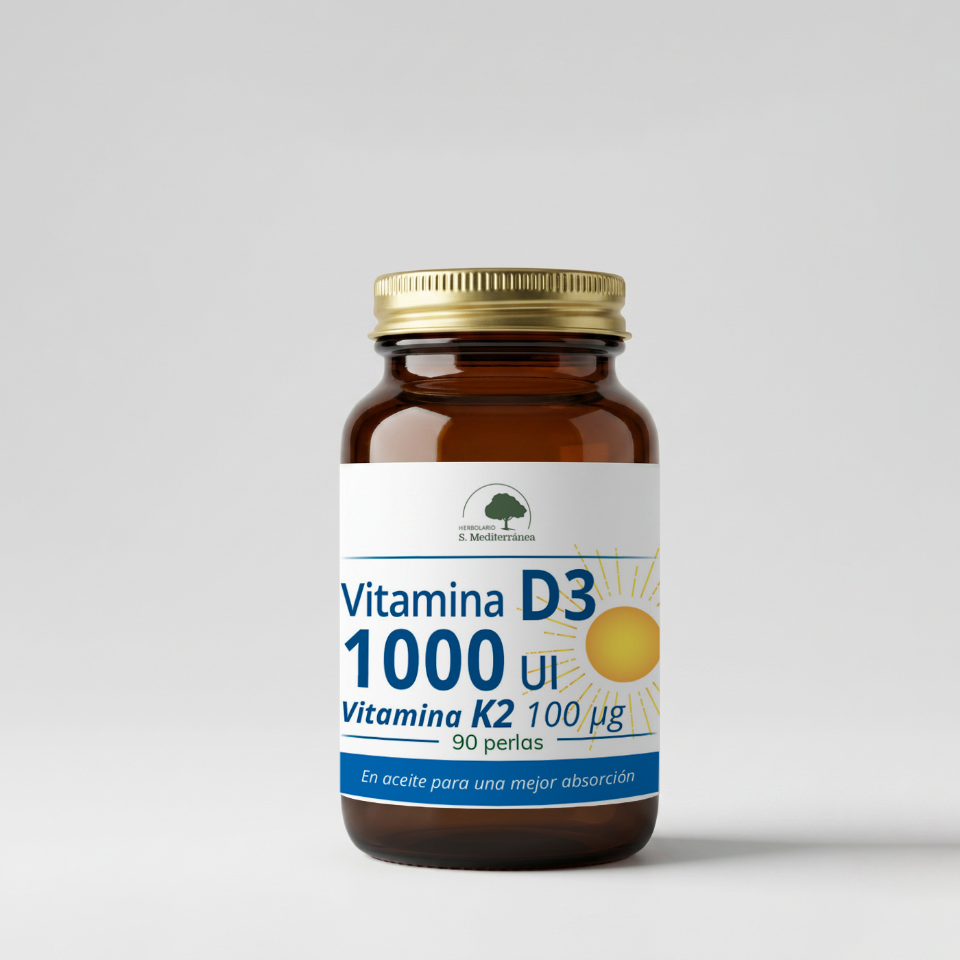 Vitamina D3 (1000ui) + K2 , 90 perlas | Salud Mediterránea