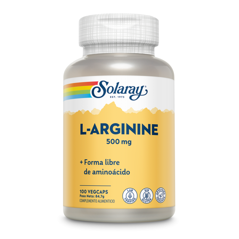 L-Arginine 500 Mg - 100 VegCaps. Solaray. Herbolario Salud Mediterranea