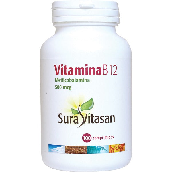 Vitamina B12 es un complemento alimenticio que proporciona 500 mcg de Vitamina B12. Su absorción disminuye en estados carenciales de calcio, hierro y vitamina B6 así como con la edad.