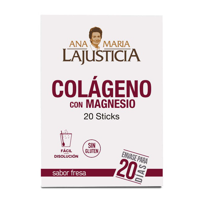 Colágeno con Magnesio Sabor Fresa - 20 Stick. Ana Mª Lajusticia. Herbolario Salud Mediterranea