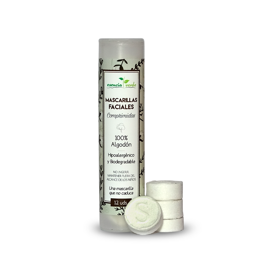 Mascarillas Faciales Comprimidas - 12 Und. Esencia Verde. Herbolario Salud Mediterránea