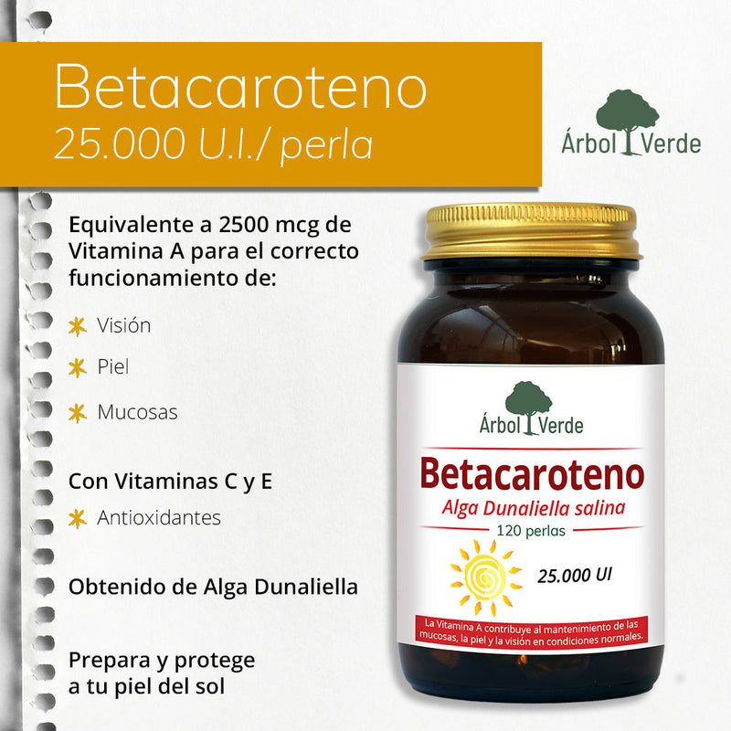 Monografico Betacaroteno de Alga Dunaliella salina - 120 Perlas. Árbol Verde. Herbolario Salud Mediterranea
