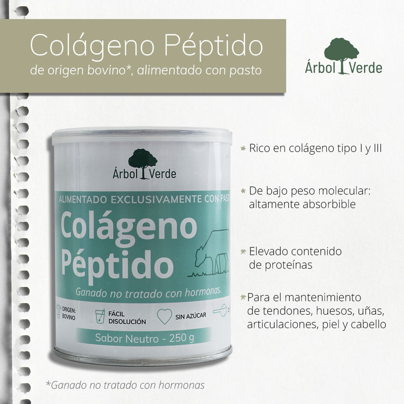 Monografico Colágeno Péptido Sabor neutro - 250 g. Árbol Verde. Herbolario Salud Mediterranea
