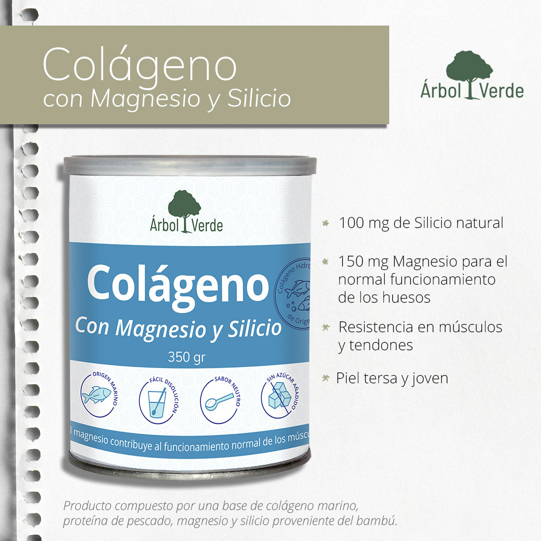 Colágeno Deporte (Colágeno con Magnesio y Silicio) - 350 g en Polvo. Árbol Verde. Herbolario Salud Mediterranea