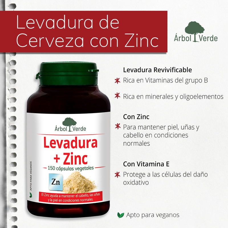 Monografico Levadura de Cerveza + Zinc - 150 Cápsulas. Árbol Verde. Herbolario Salud Mediterránea