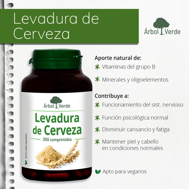 Monografico Levadura de Cerveza - 350 Comprimidos. Árbol Verde. Herbolario Salud Mediterranea