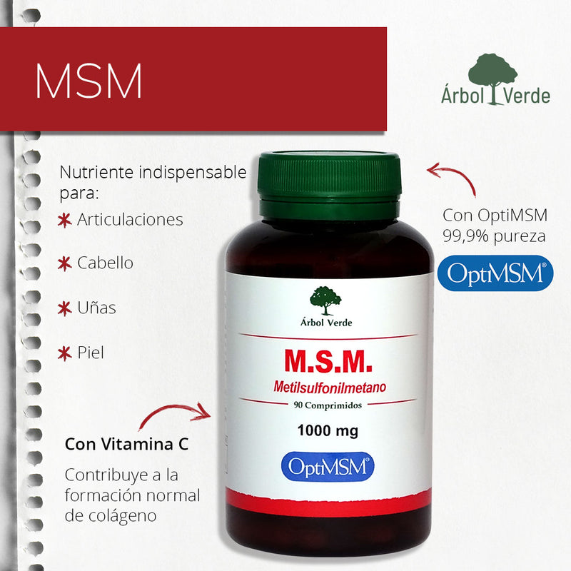 MSM 1000 mg - 90 Comprimidos. Árbol Verde. Herbolario Salud Mediterránea