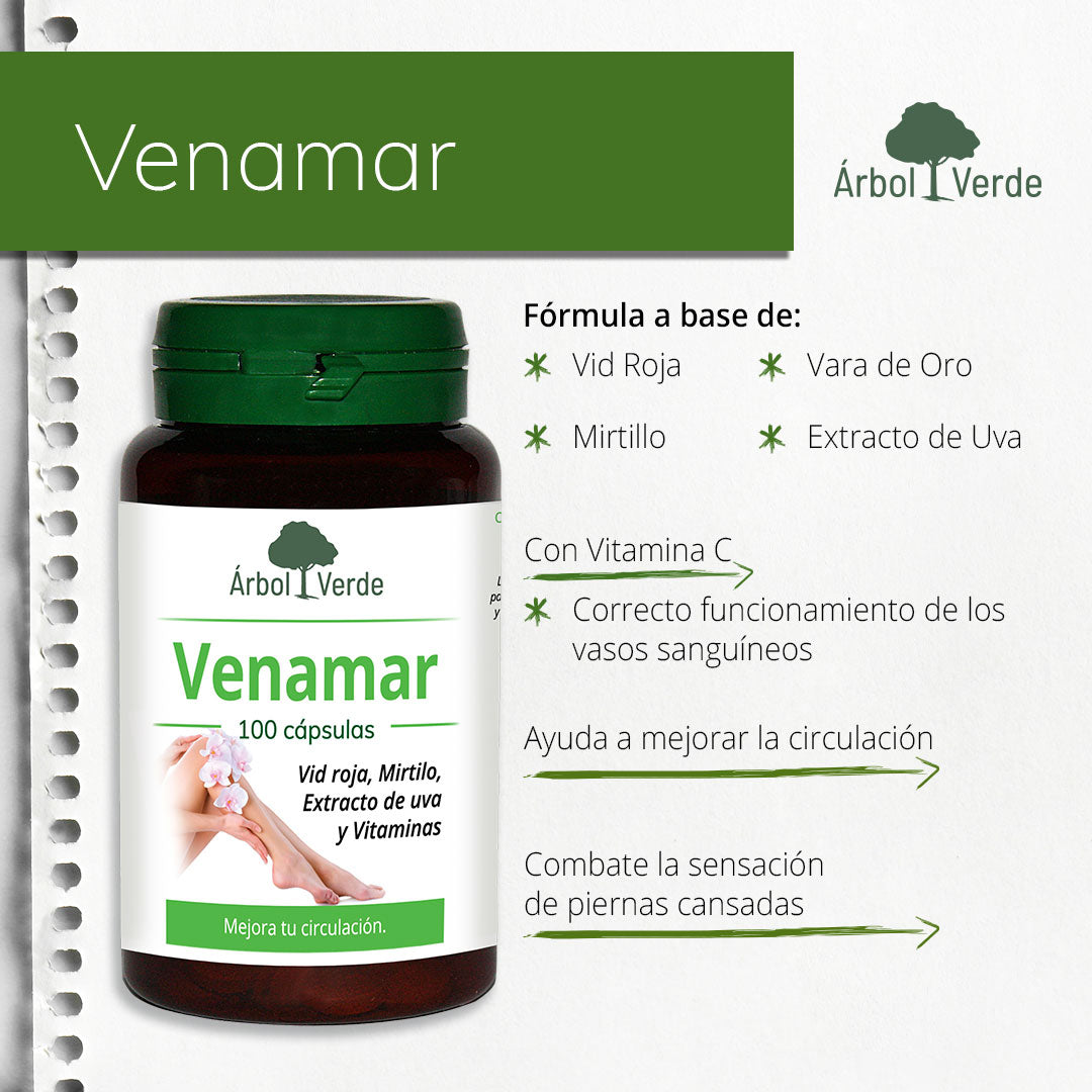 Monografico Venamar - 100 Cápsulas. Árbol Verde. Herbolario Salud Mediterránea