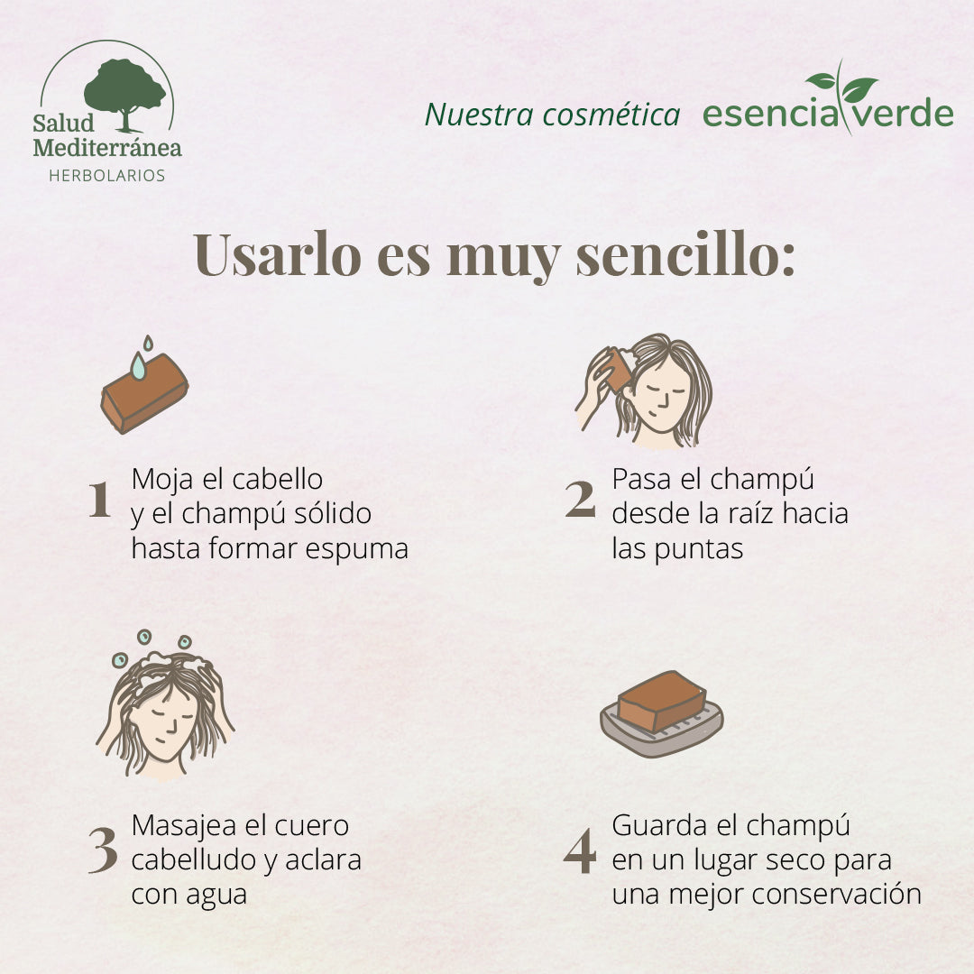 Como usar Champú Sólido BIO - 240 g. Esencia Verde. Herbolario Salud Mediterránea