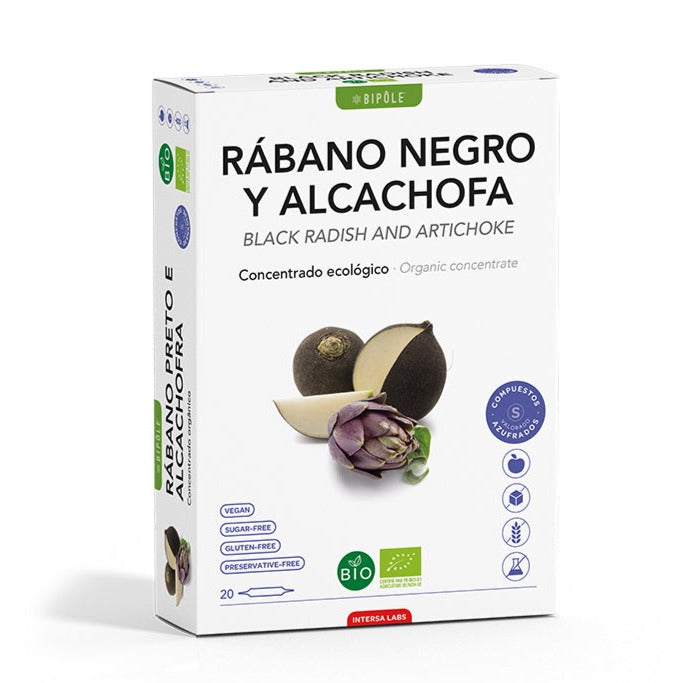 Bipole Rábano Negro y Alcachofa - 20 Ampollas. Intersa Labs. Herbolario Salud Mediterranea