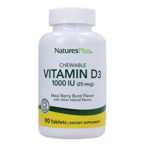 Vitamina D3 1000 IU - 90 Tabletas Masticables. Natures Plus. Herbolario Salud Mediterranea