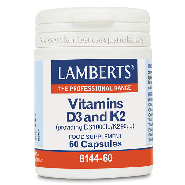Vitamina D3 y Vitamina K2 - 60 Cápsulas. Lamberts