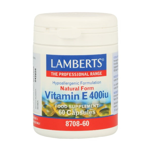 Vitamina E 400 IU - 60 Cápsulas. Lamberts. Herbolario Salud Mediterránea