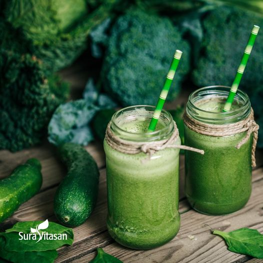 Receta batido verde de espinacas y canónigos, con VerdesPlus de SuraVitasan. Herbolarios Salud Mediterránea. 
