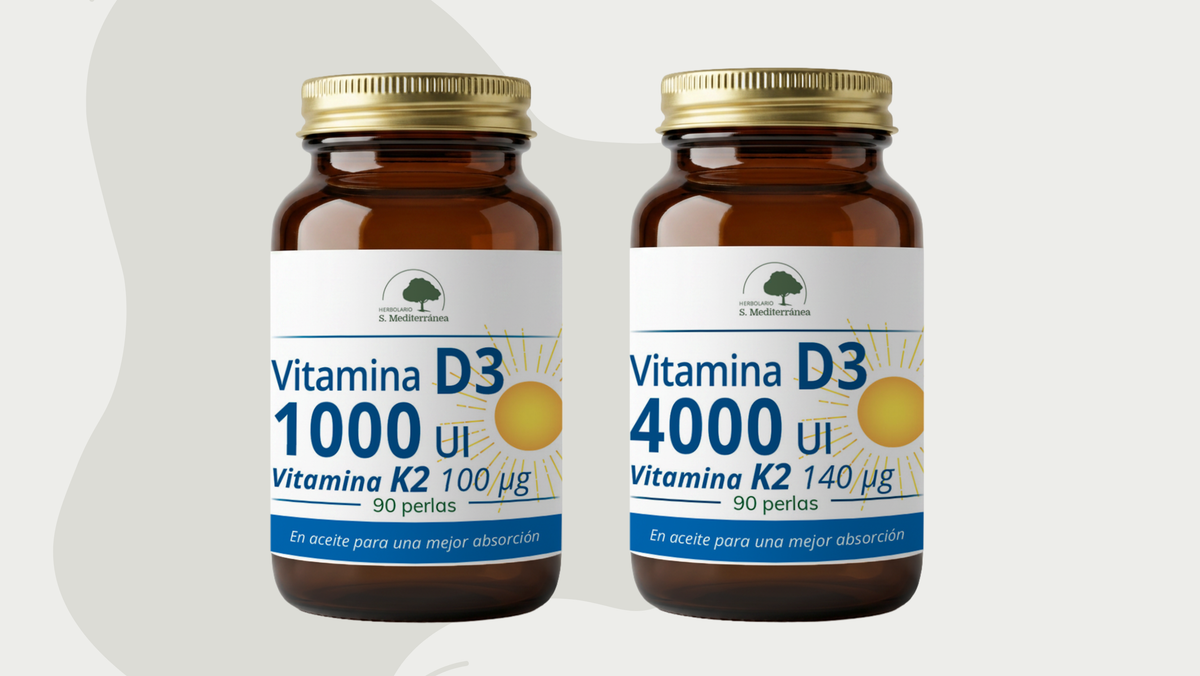 Vitamina D3 + K2 en perlas 1.000 UI y 4.000 UI de Salud Mediterránea