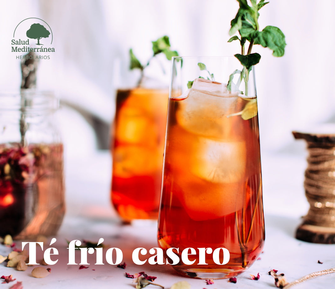 Té frío casero fácil. Receta de té frío. Herbolario Salud Mediterránea