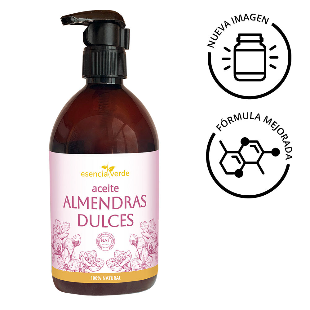 Aceite de Almendras Dulces 100% Vegetal - 500 ml. Esencia Verde. Herbolario Salud Mediterránea