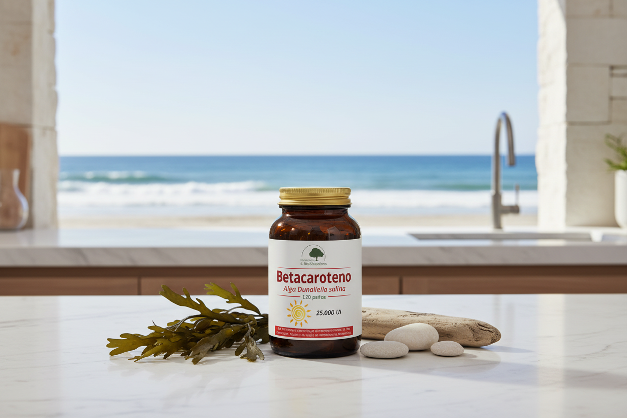 Betacaroteno de Alga Dunaliella salina - 120 Perlas. Herbolario S. Mediterránea