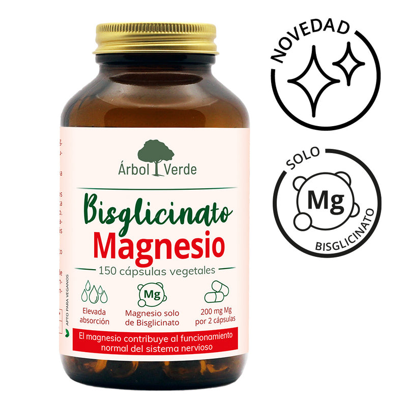 Magnesio Bisglicinato - 150 Capsulas. Arbol Verde. Herbolario Salud Mediterranea