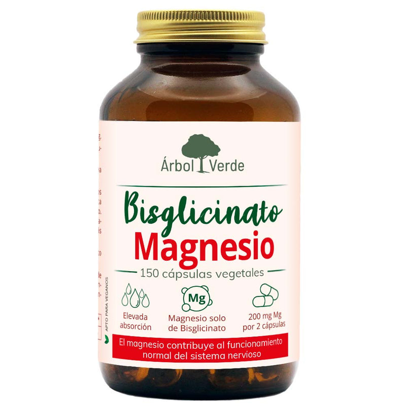 Magnesio Bisglicinato - 150 Capsulas. Arbol Verde. Herbolario Salud Mediterranea