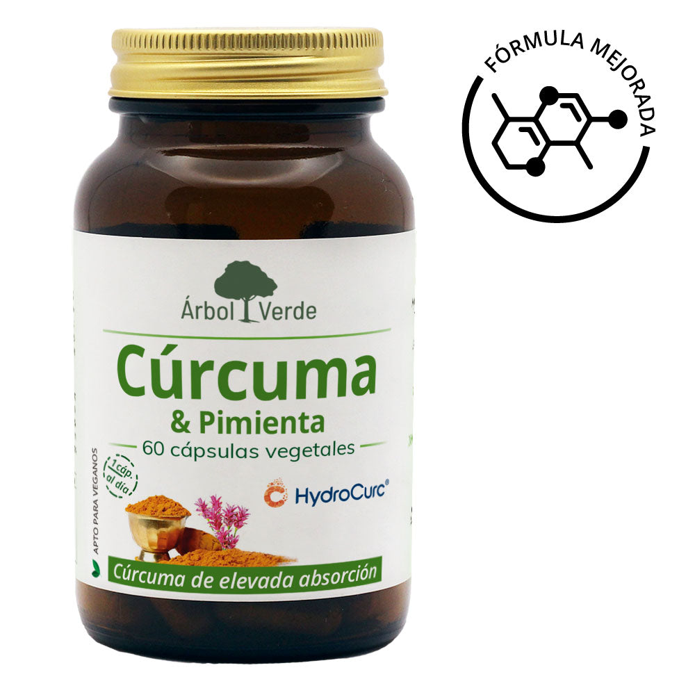 Curcuma & Pimienta - 60 Capsulas Vegetales. Arbol Verde