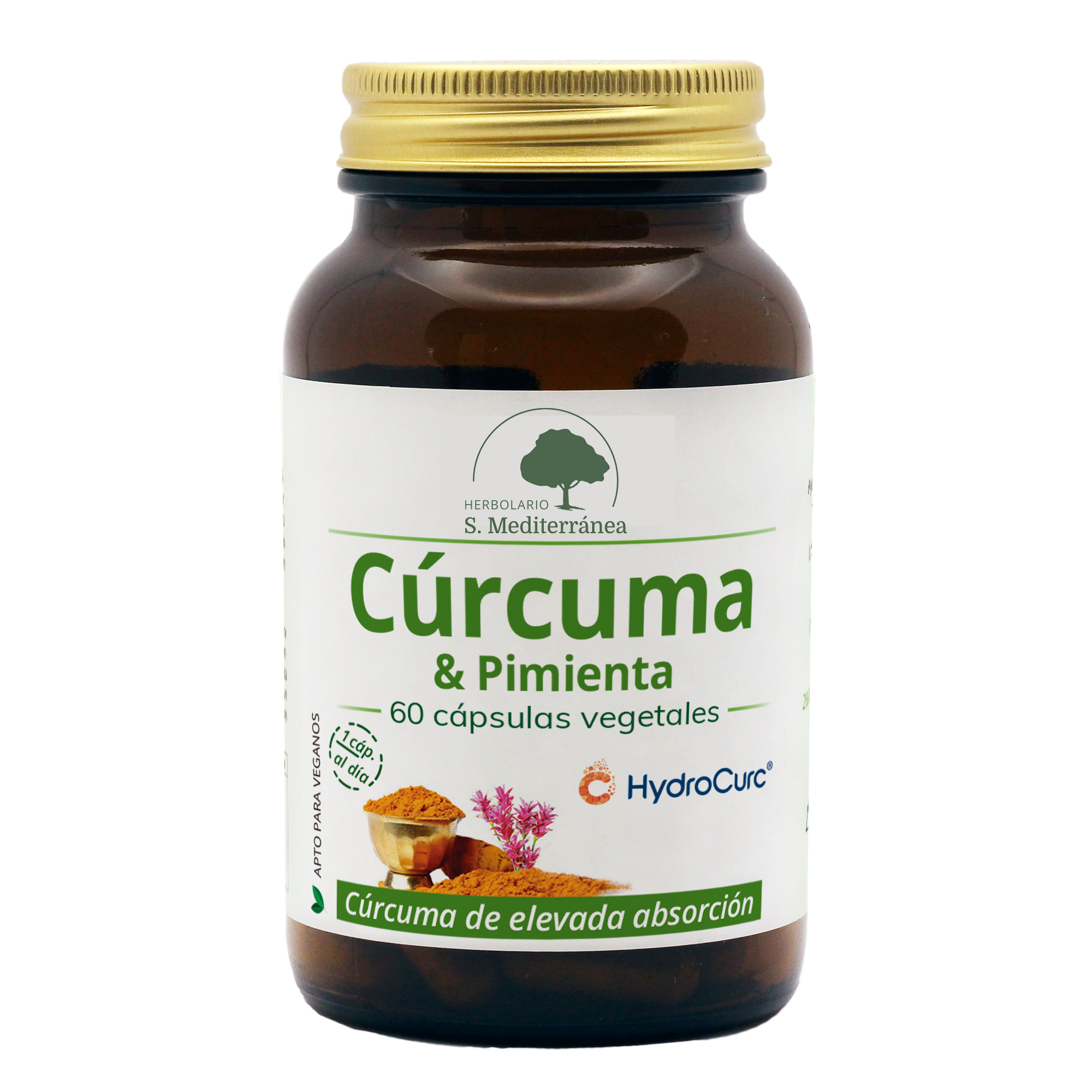 Curcuma & Pimienta - 60 Capsulas Vegetales. Herbolario S. Mediterránea
