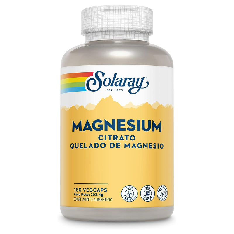 Magnesio Citrato Quelado - 180 Cápsulas. Solaray. Herbolario Salud Mediterranea