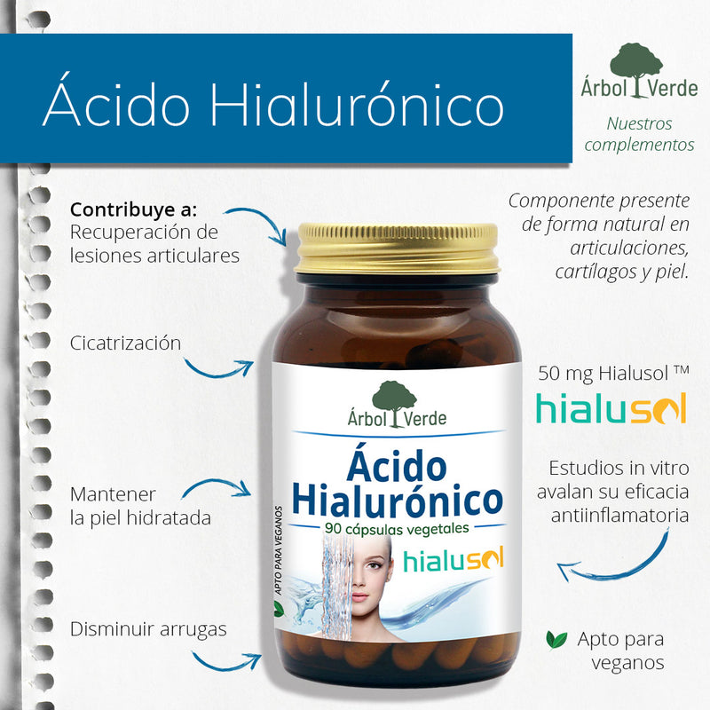 Monografico Acido Hialuronico HialusolTM - 90 Capsulas. Arbol Verde. Herbolario Salud Mediterranea