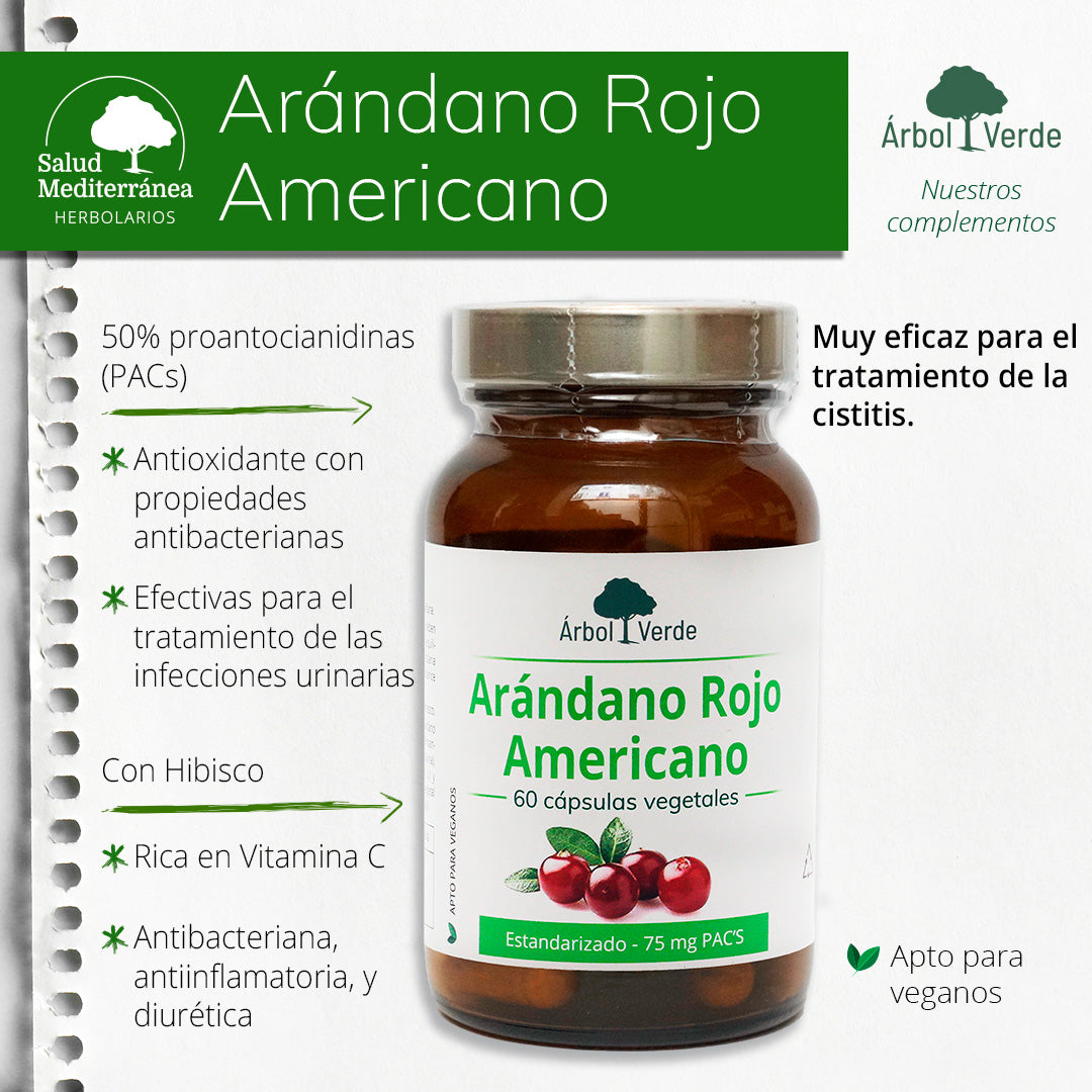 Monografico Arándano Rojo Americano - 60 Cápsulas. Árbol Verde. Herbolario Salud Mediterránea
