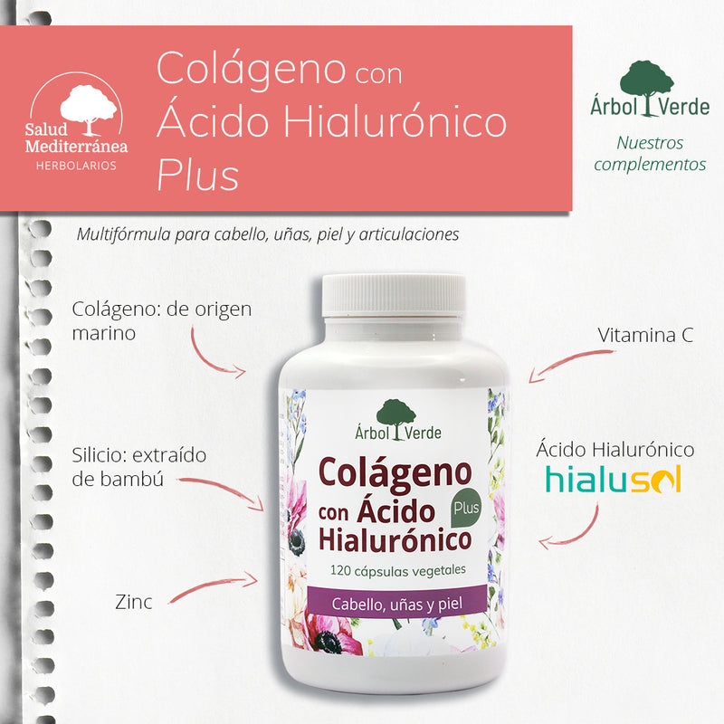 Monografico Colágeno & Ácido Hialurónico Plus - 120 Cápsulas. Árbol Verde. Herbolario Salud Mediterranea