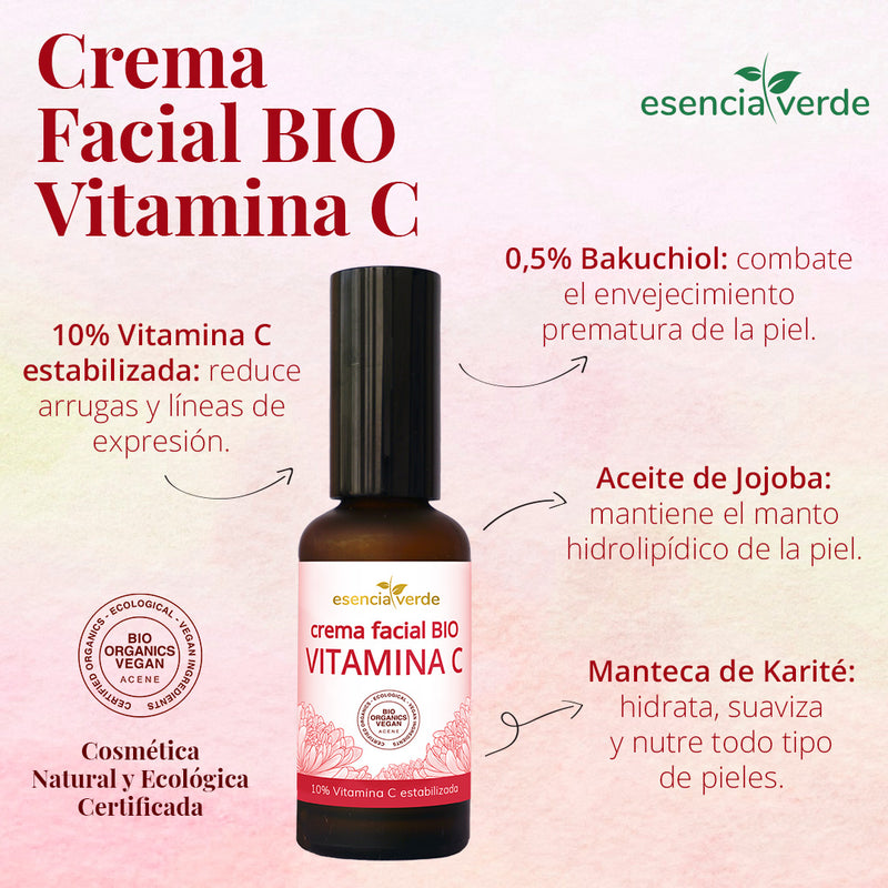 Monografico Crema facial Vitamina C BIO - 50 ml. Esencia Verde. Herbolario Salud Mediterranea