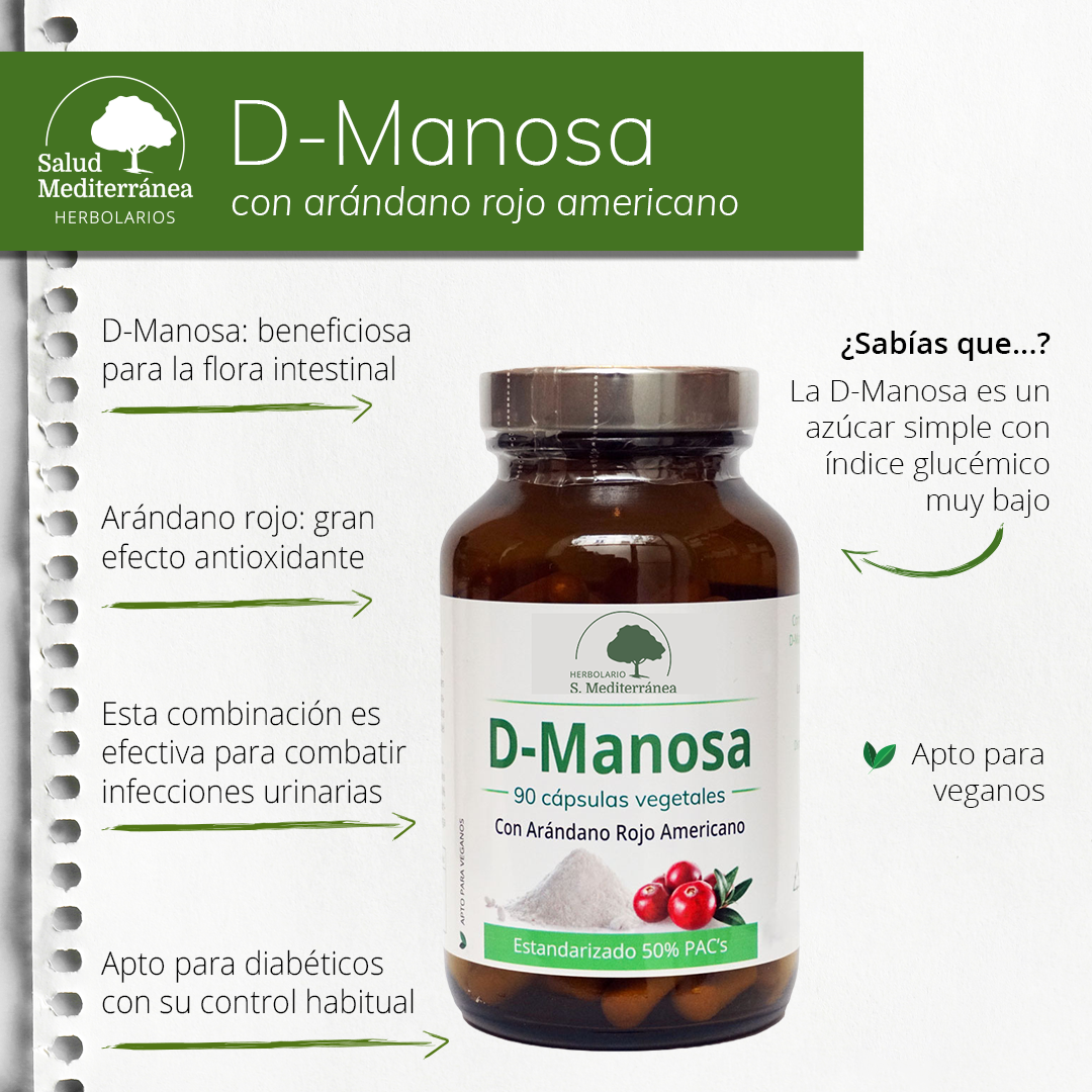 D-Manosa con Arandano Rojo Americano - 90 Capsulas. Herbolario S. Mediterránea