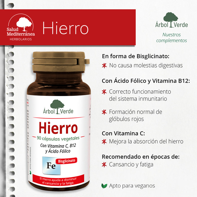 Monografico Hierro - 90 Capsulas. Arbol Verde. Herbolario Salud Mediterranea