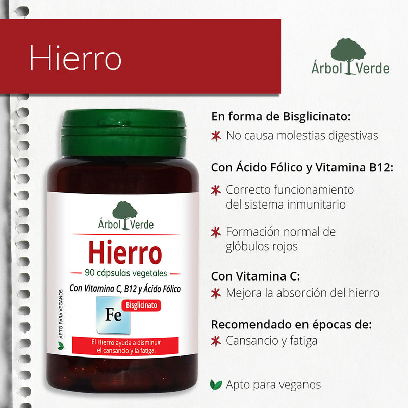 Monografico Hierro - 90 Cápsulas. Árbol Verde. Herbolario Salud Mediterránea