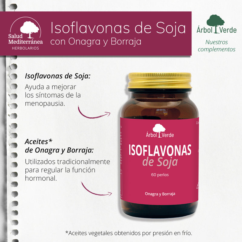 Isoflavonas de Soja con Onagra y Borraja - 60 Perlas. Arbol Verde