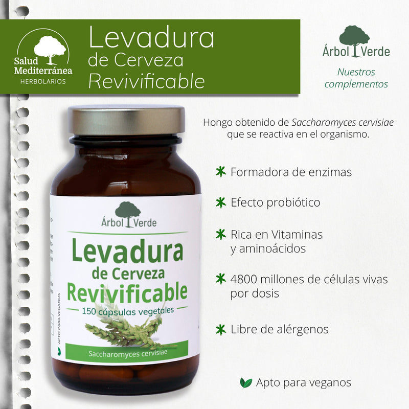 Monografico Levadura de Cerveza Revivificable - 150 Comprimidos. Árbol Verde. Herbolario Salud Mediterranea