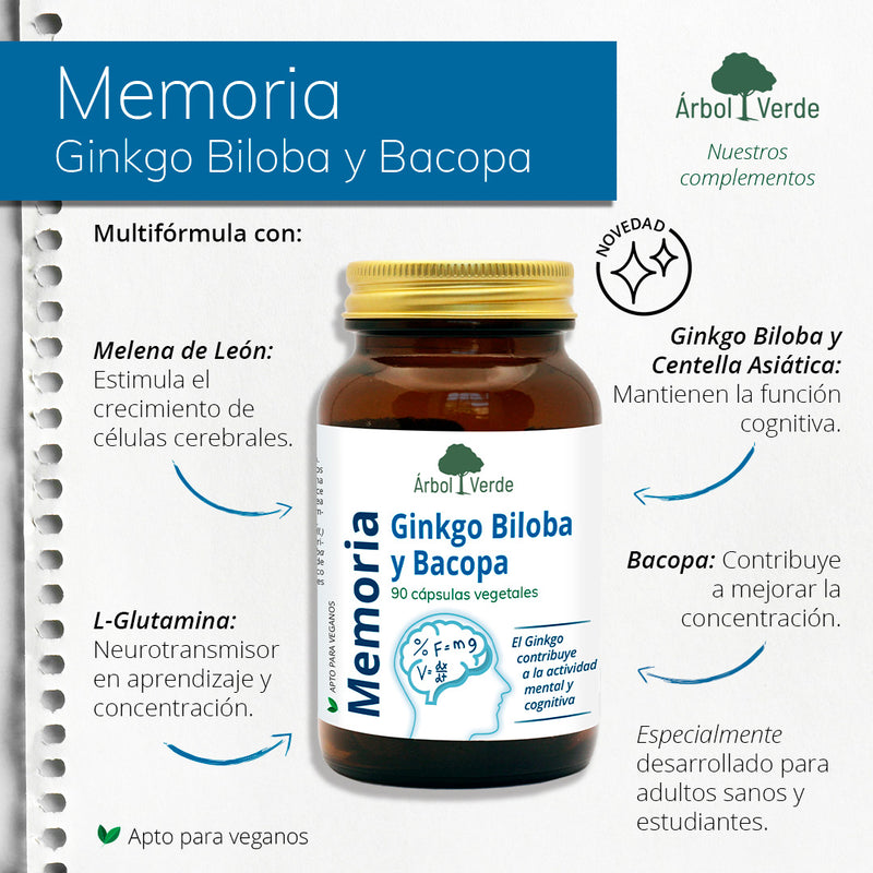 Monografico Memoria - 90 Capsulas. Arbol Verde. Herbolario Salud Mediterranea