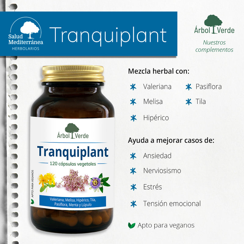 Monografico Tranquiplant - 120 Cápsulas. Árbol Verde. Herbolario Salud Mediterránea