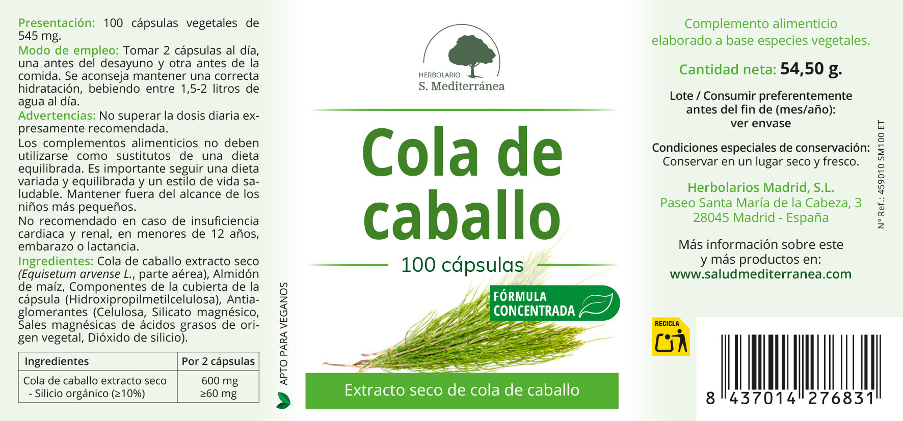 Cavalinha - 150 Comprimidos. Árbol Verde