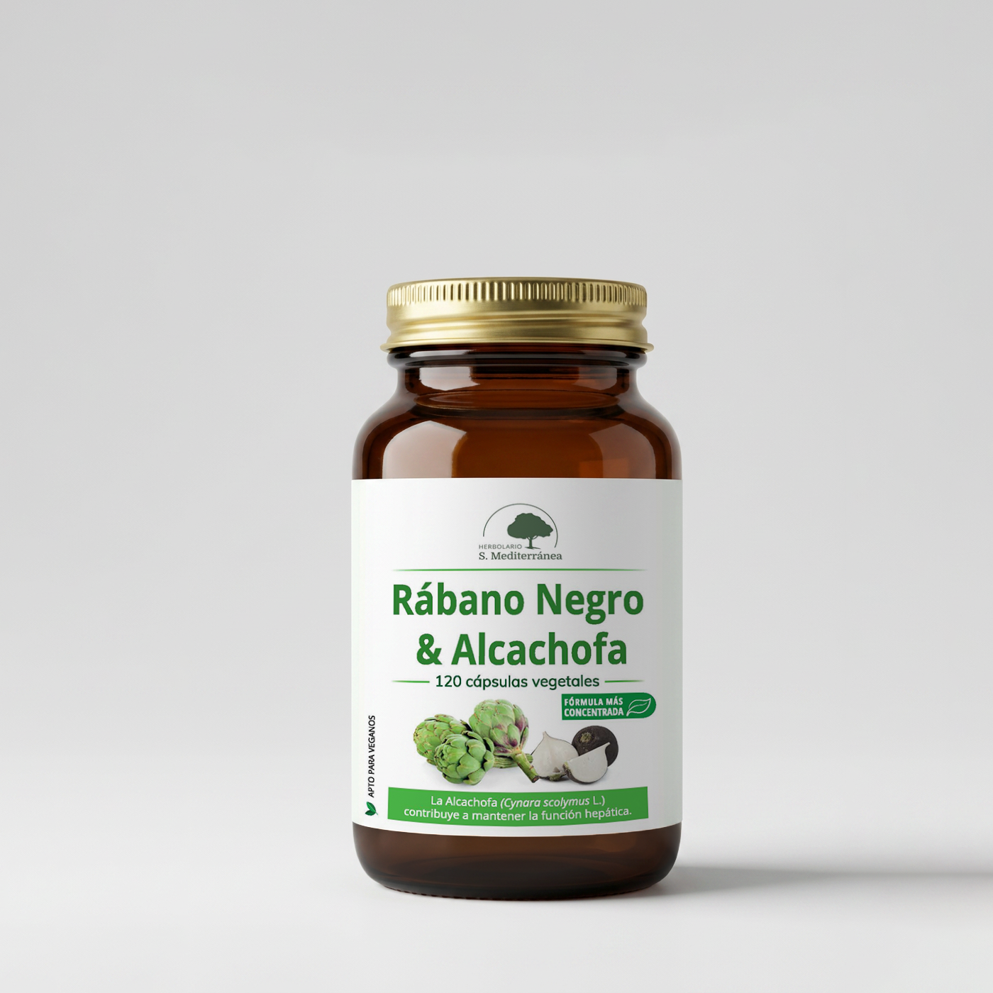 Rábano Negro y Alcachofa, 120 cápsulas vegetales | Salud Mediterránea