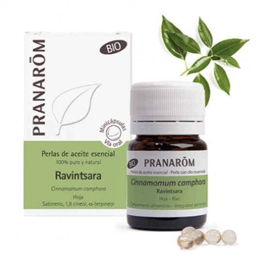 Perlas de Aceite Esencial de Ravintsara, Pranarom. Herbolario Salud Mediterranea