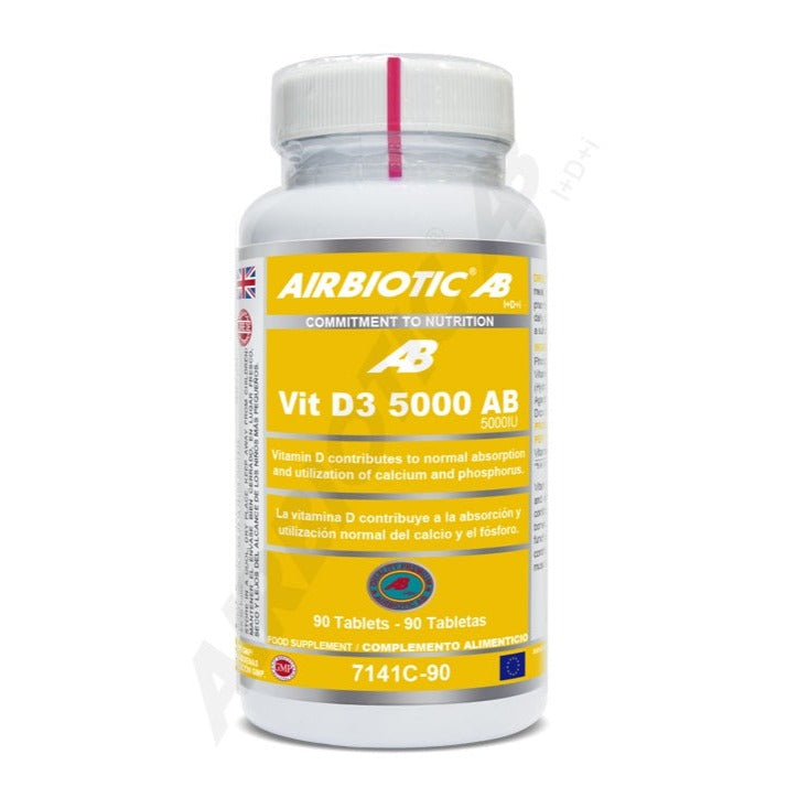 Vitamina D3 5.000 UI - 90 Tabletas. Airbiotic AB. Herbolario Salud Mediterranea