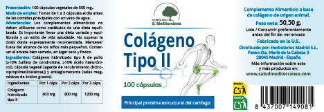 Type II Collagen - 100 Capsules. S. Mediterránea Herbalist 